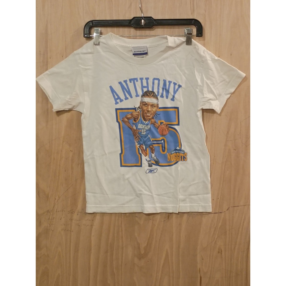Vintage Reebok Carmelo Anthony Denver Nuggets Kids‎ Graphic T-Shirt White S NBA